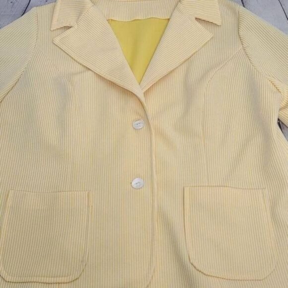 Vintage 70s Yellow White Striped Preppy Blazer - Picture 4 of 10